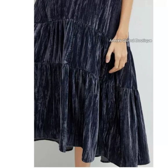 ANTHROPOLOGIE Addison Velvet Tiered Midi Dress 2 - Picture 3 of 12